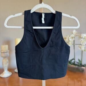 Athleta Aurora Seamless Crop Ribbed Tank Black Size M